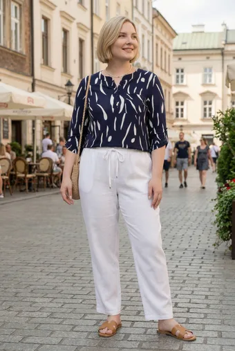camicetta blu navy e bianca