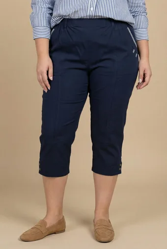 Pantaloni in viscosa blu scuro