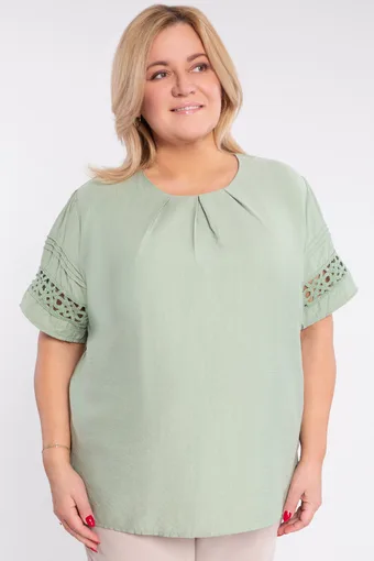 blusa di chiffon nero con decorazioni