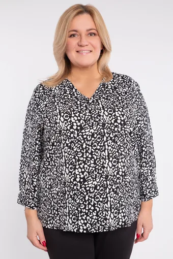 blusa di chiffon nero con decorazioni