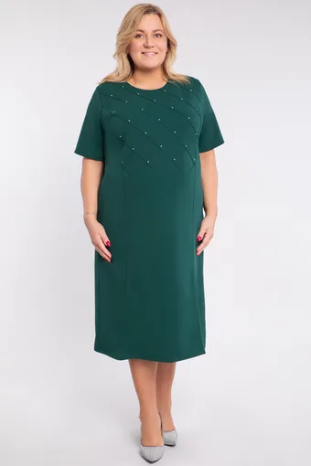 Abito verde con inserti bianchi e argento