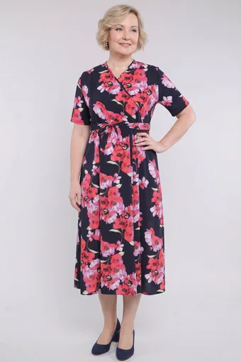 Abito blu navy con maniche in pizzo