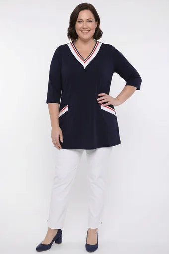 Tunica blu navy con cinture dorate