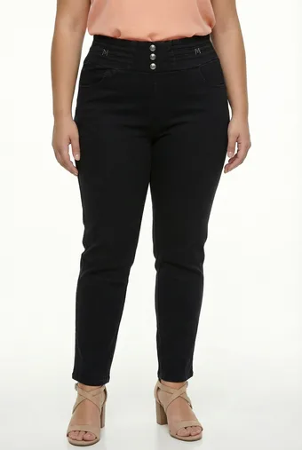 Pantaloni in denim neri a vita alta