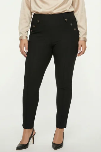 Pantaloni neri con bottoni decorativi