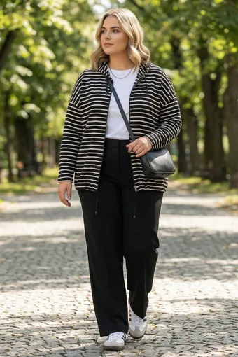 Felpa nera con cinture beige