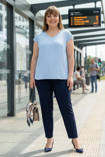 Camicetta blu con pizzo