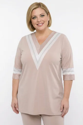 Tunica beige con quadri neri