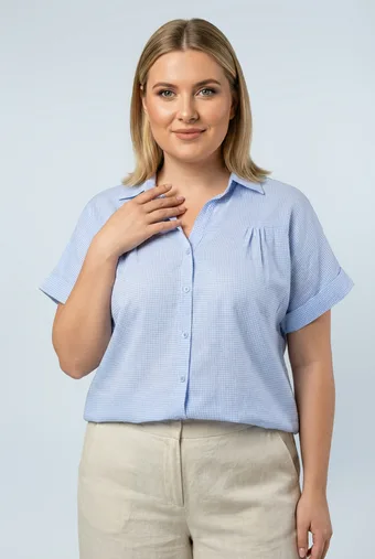 camicia a quadri azzurra