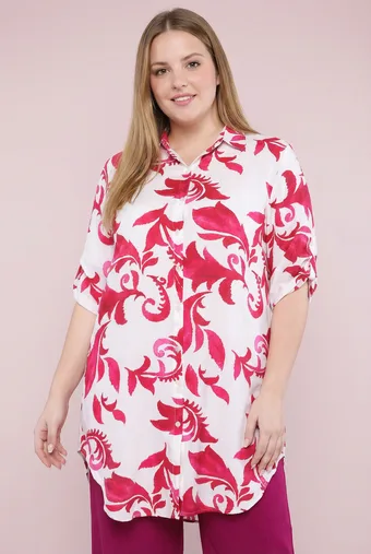 Camicia a fantasia rossa e rosa