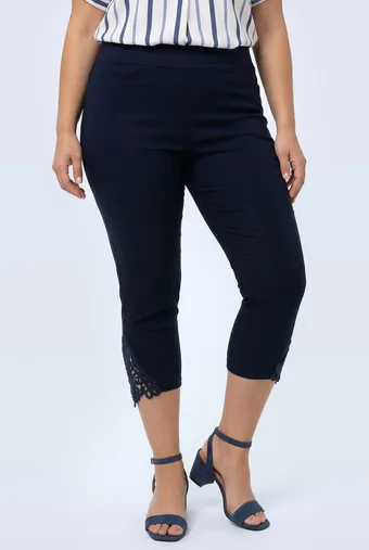 Pantaloni blu navy con pizzo