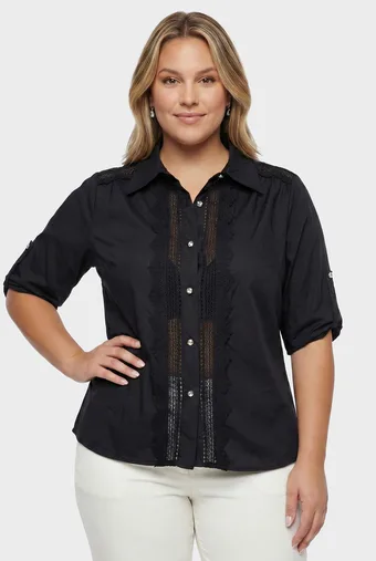 camicia nera con pizzo