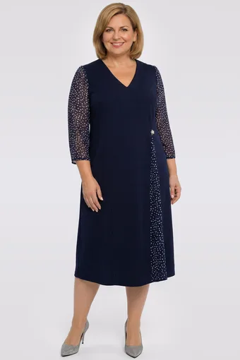 copia di Abito nero con maniche in chiffon e motivi bianchi