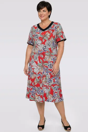 copia di copia di Abito blu navy con maniche in chiffon e pois bianchi