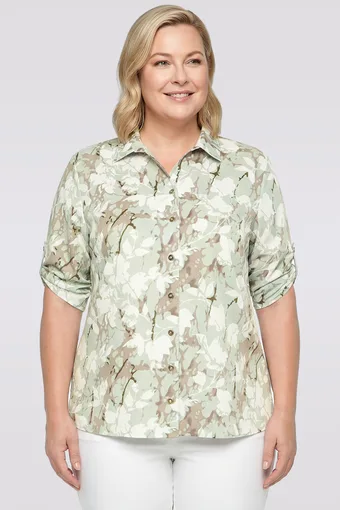 Camicia con fantasia beige e marrone