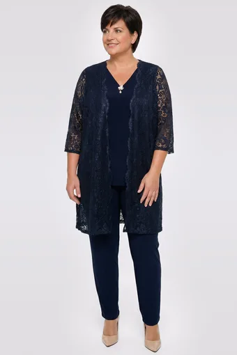 coordinato blu navy con motivi bianchi