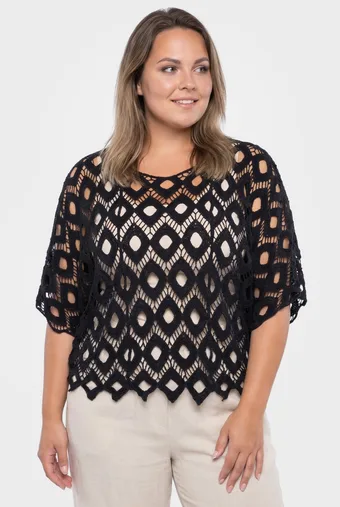 poncho nero traforato