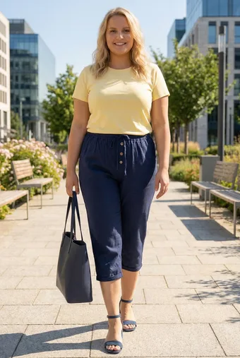 Pantaloni in lino blu navy
