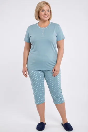 Pantaloni pigiama giallo chiaro e blu con foglie