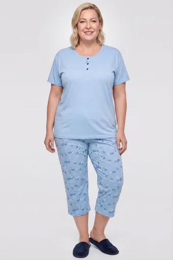 copia di copia di Pantaloni pigiama giallo chiaro e blu con foglie