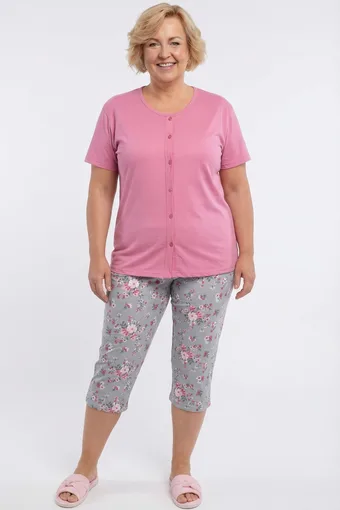 pigiama in cotone con pantaloni a pois viola chiaro