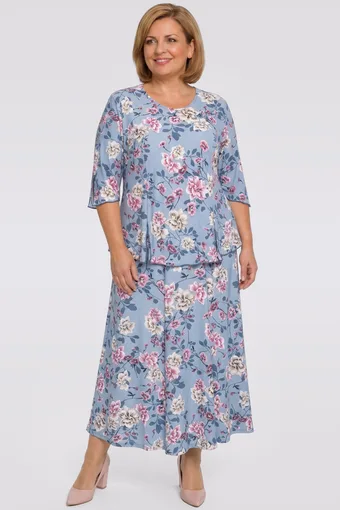 coordinato blu navy con fiori bianchi e foglie marroni