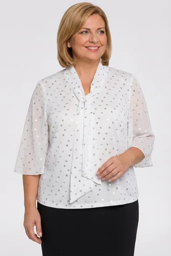 Blusa blu navy con rosa e dettaglio cravatta