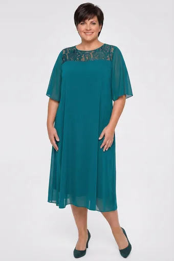 Abito blu fiordaliso con pizzo