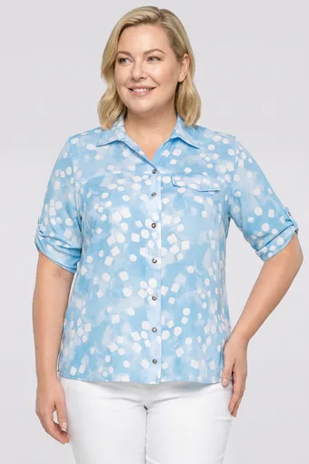 Camicia con fantasia beige e marrone