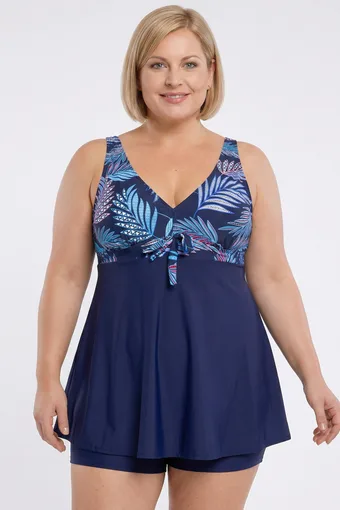 copia di copia di costume da bagno blu navy con foglie di fiordaliso