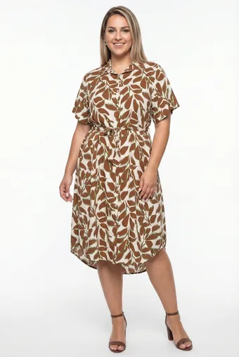 Abito beige foglie marroni
