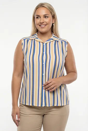 Camicia senza maniche a cinture gialle e blu