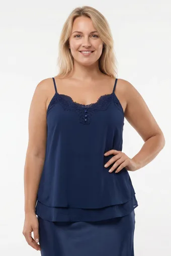 Camicetta blu navy con pizzo