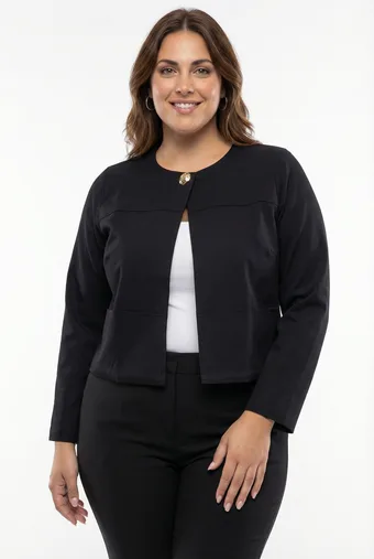 blazer nera con bottoni dorati