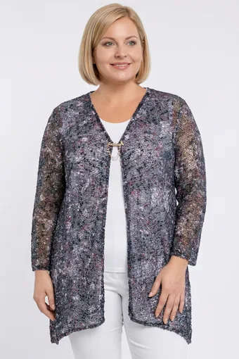 cardigan traforata viola e blu navy
