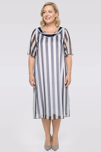 Abito blu navy con fodera beige