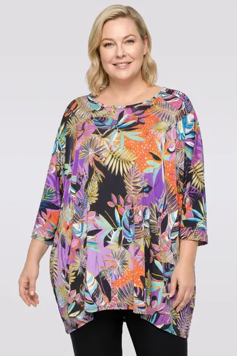 Tunica di pizzo blu navy con fiori bianchi