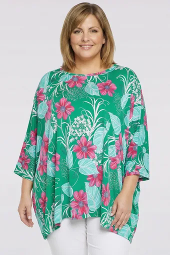 copia di Tunica di pizzo blu navy con fiori bianchi