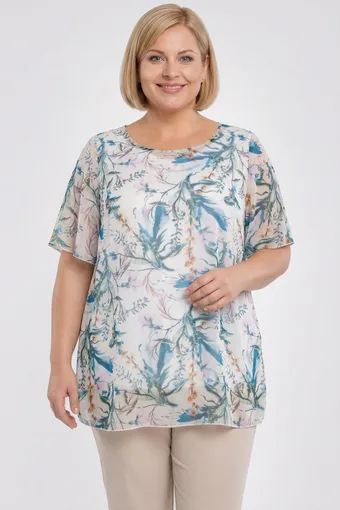 Tunica in chiffon con motivo floreale