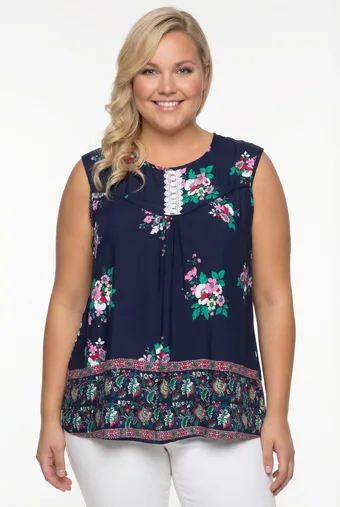 camicetta floreale blu navy