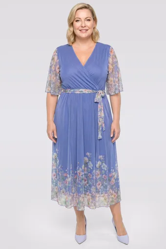 Abito in chiffon viola con cintura