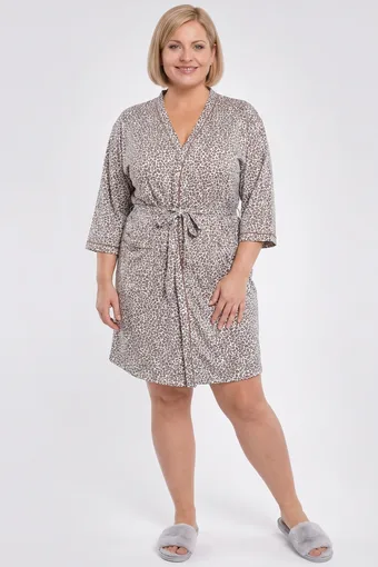 accappatoio in cotone grigio con pois bianchi