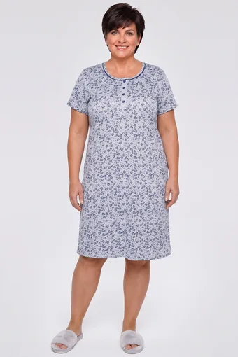 camicia da notte bianca con fiori azzurri