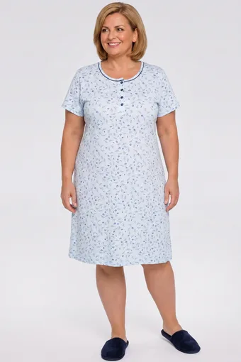 copia di camicia da notte bianca con fiori azzurri