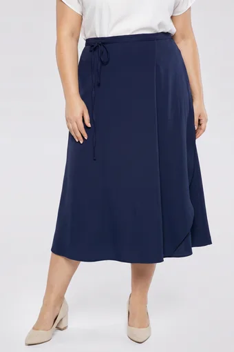 Gonna blu navy con fiori rosa