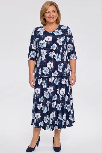 coordinato floreale blu navy