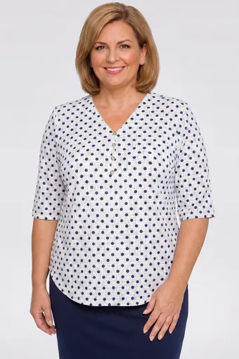 Camicetta blu navy con motivo a pois e glitter