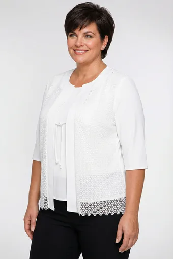 Blusa nera con inserti traforati