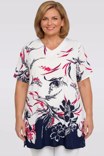 Tunica bianca con fiori blu