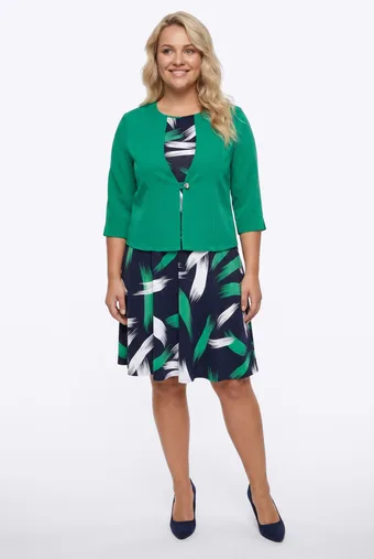 blazer verde con vestito